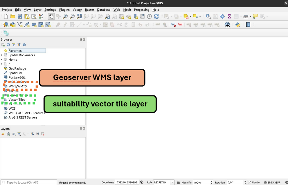 wms and vector tiles layers menu